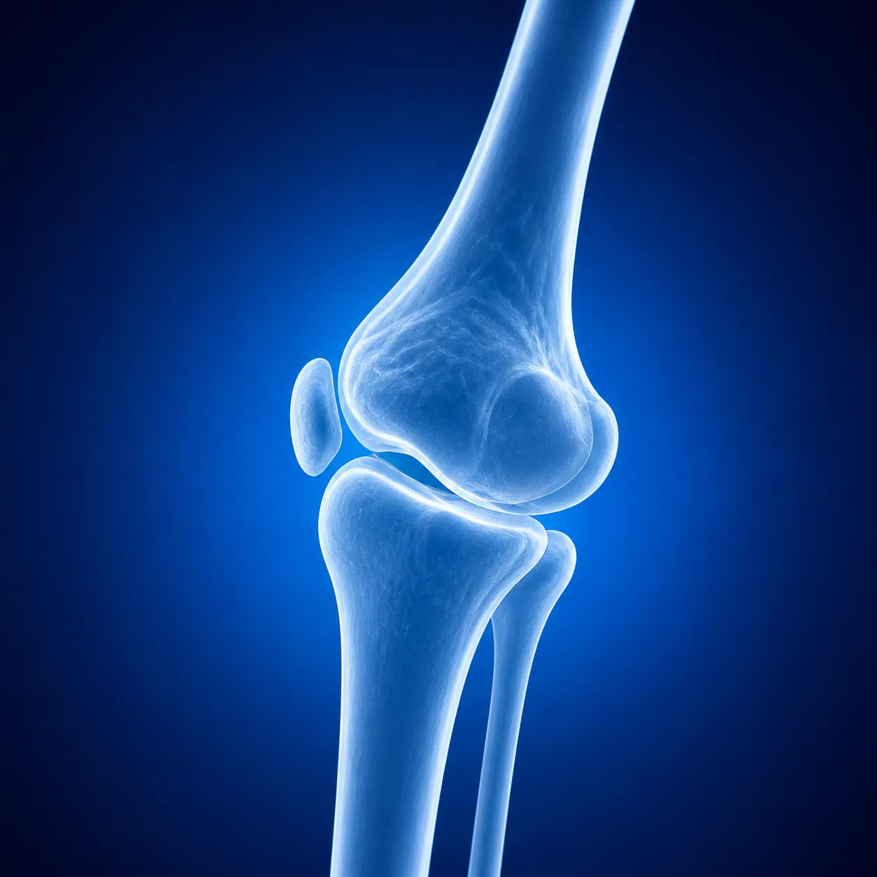 Translucent knee joint representing strong growing bones